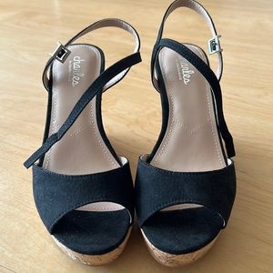 Black Wedges with Straps